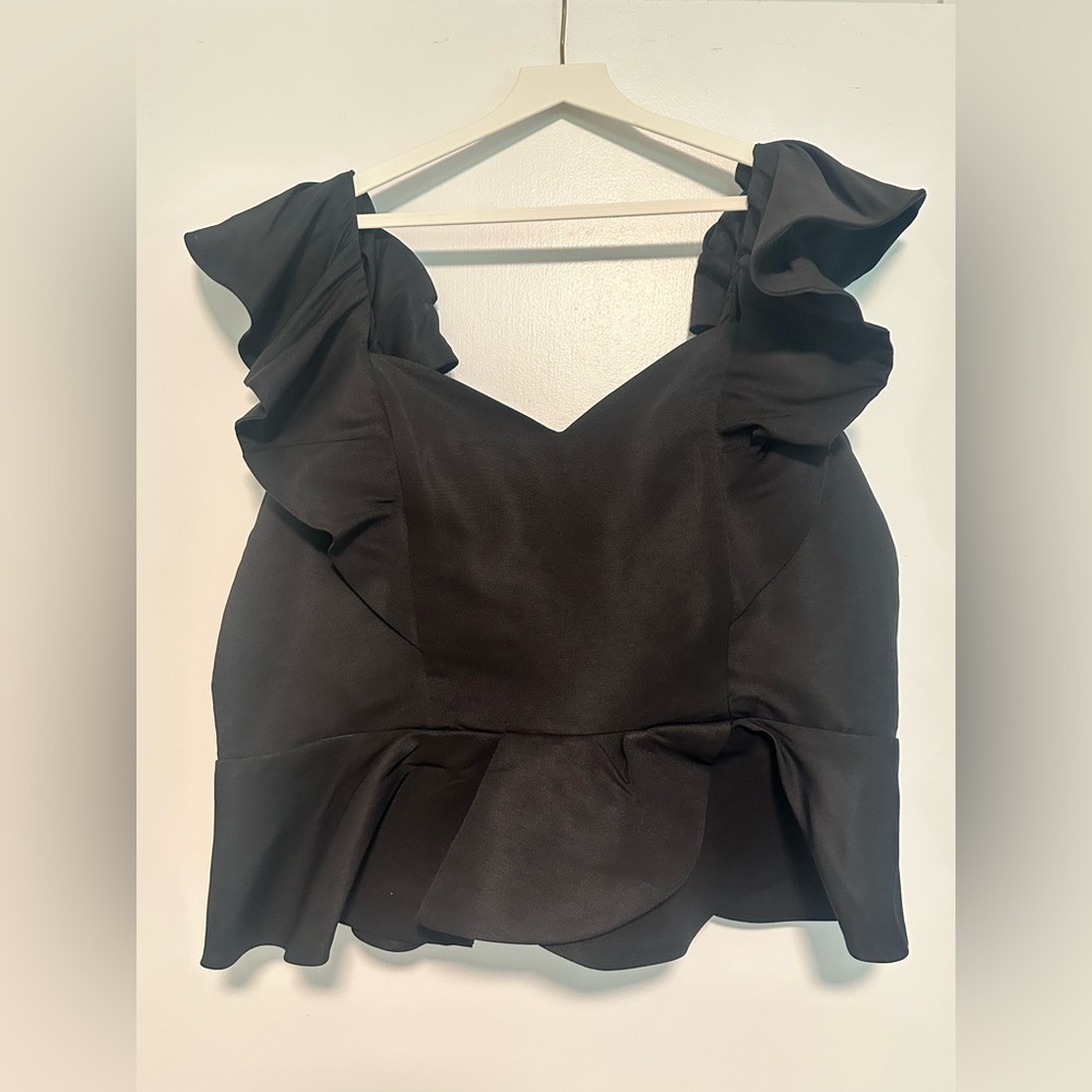Express Black Ruffled Women's Top